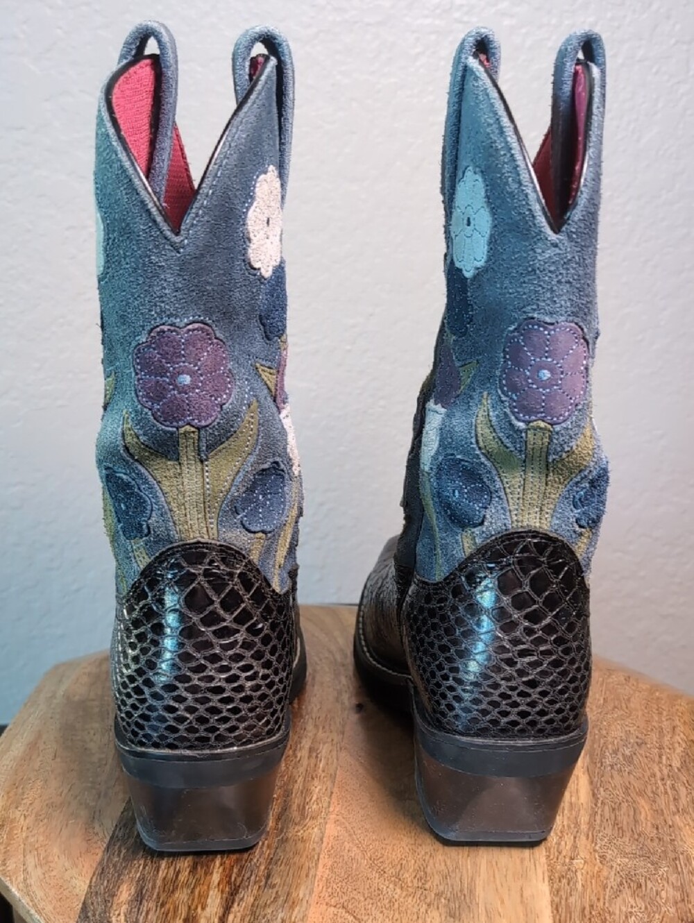 Ariat DollBaby Floral Suede Cowgirl Western Boots - Picture 7 of 14
